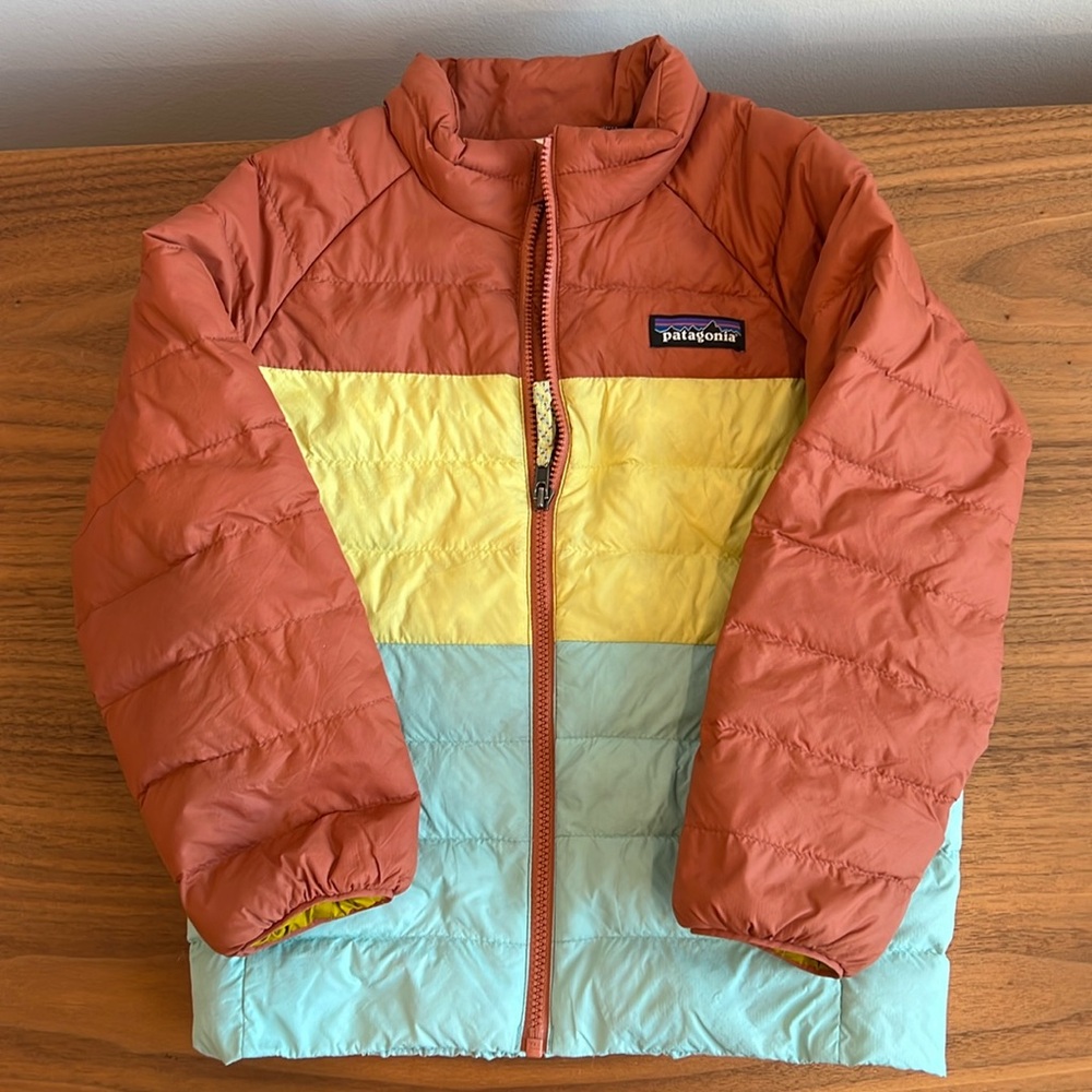 Patagonia Kids Puffer Jacket - Rust, Yellow, Light Blue